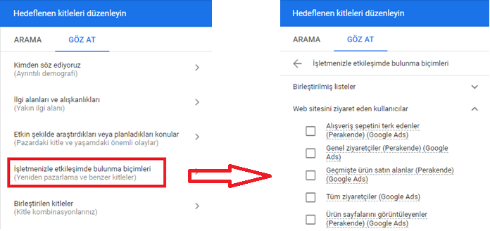 hedeflenen kitle düzenleme