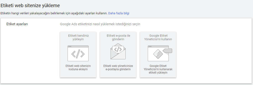 etiketi web sitenize yükleme