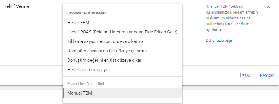manuel teklif modeli