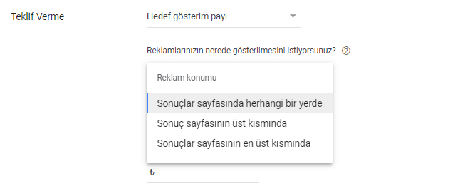 hedef gösterim payı